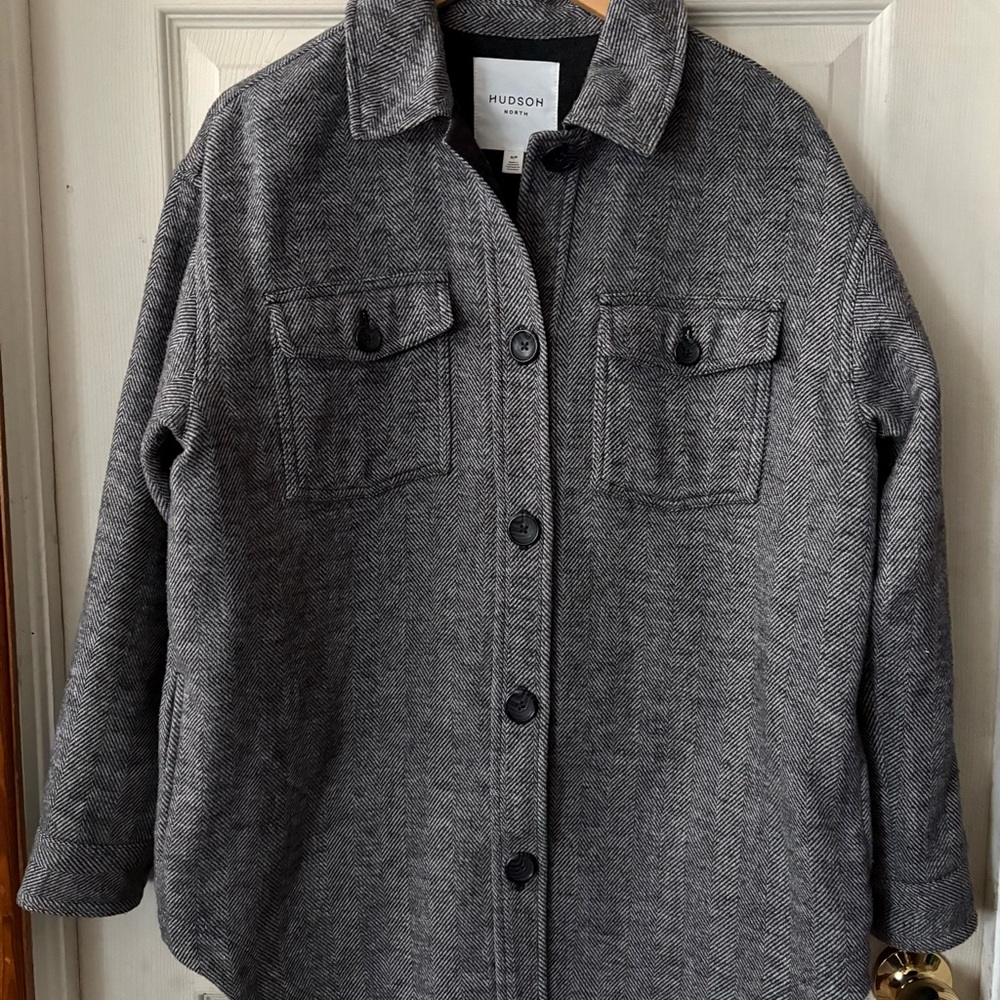 Hudson North Shacket Charcoal Herringbone Jacket - Picture 4 of 4